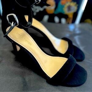 Marc Fisher Suede Strap Heels / Black